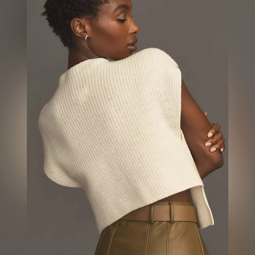 Maeve Mock-Neck Muscle Crop Sleeveless Sweater - Picture 2 of 4